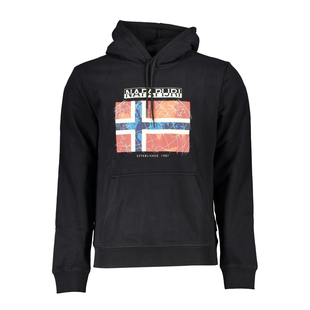 Black Cotton Men's Hooded Sweater