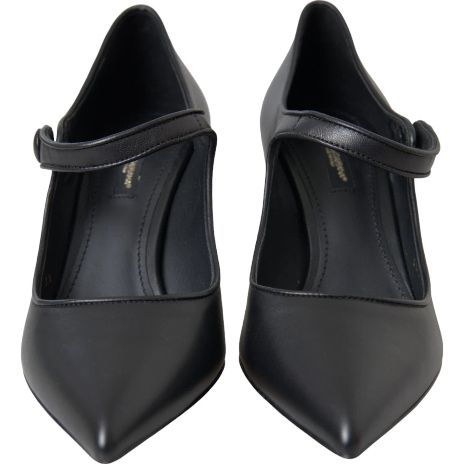 Black Leather Logo Heels Mary Janes Pumps Shoes