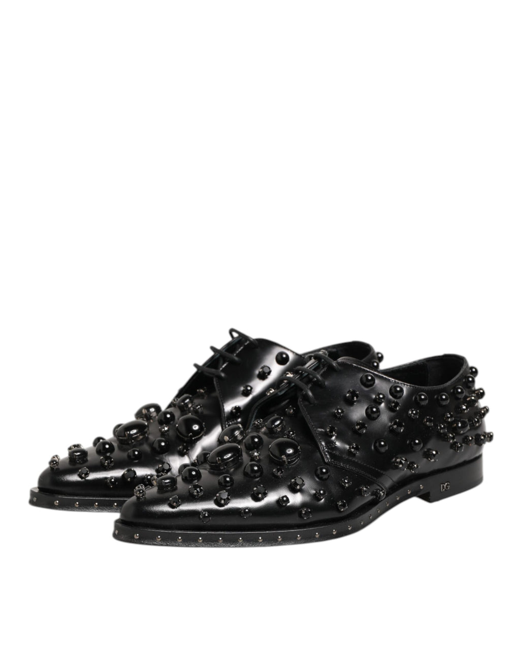 Black Crystal Embellished Formal Derby Shoes