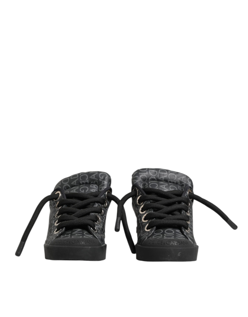 Black Cotton Denim Logo Low Top Sneakers  Shoes