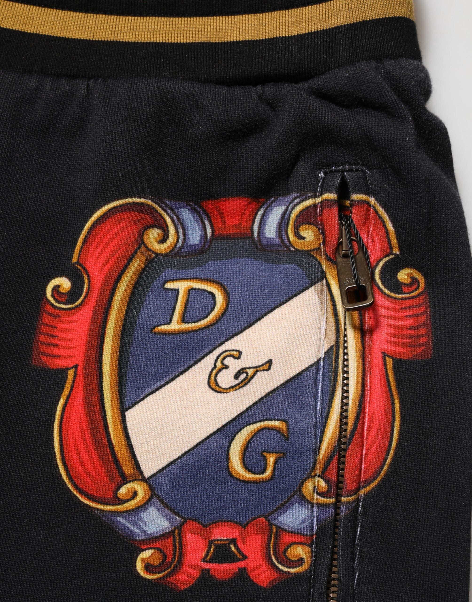 Black Baroque Crest Logo Men Trackpants Pants