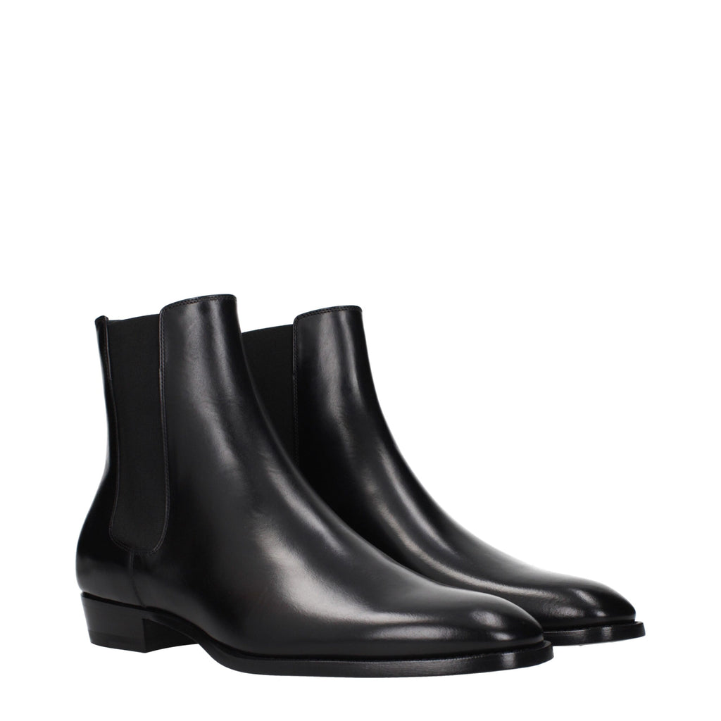 Black Leather Ankle Boots