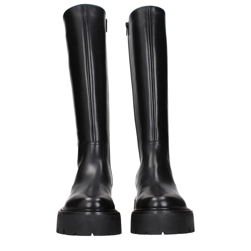 Black Leather Ankle Boots