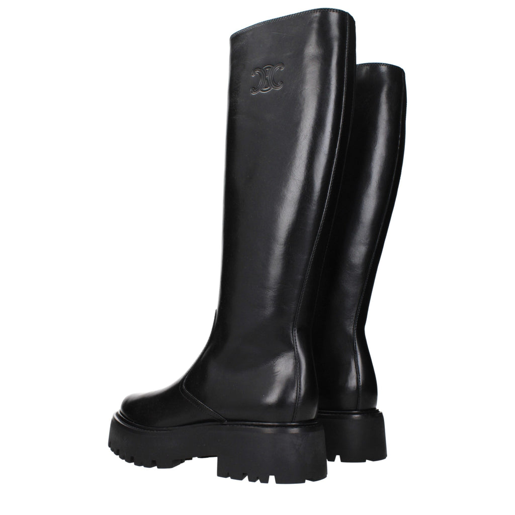 Black Leather Ankle Boots