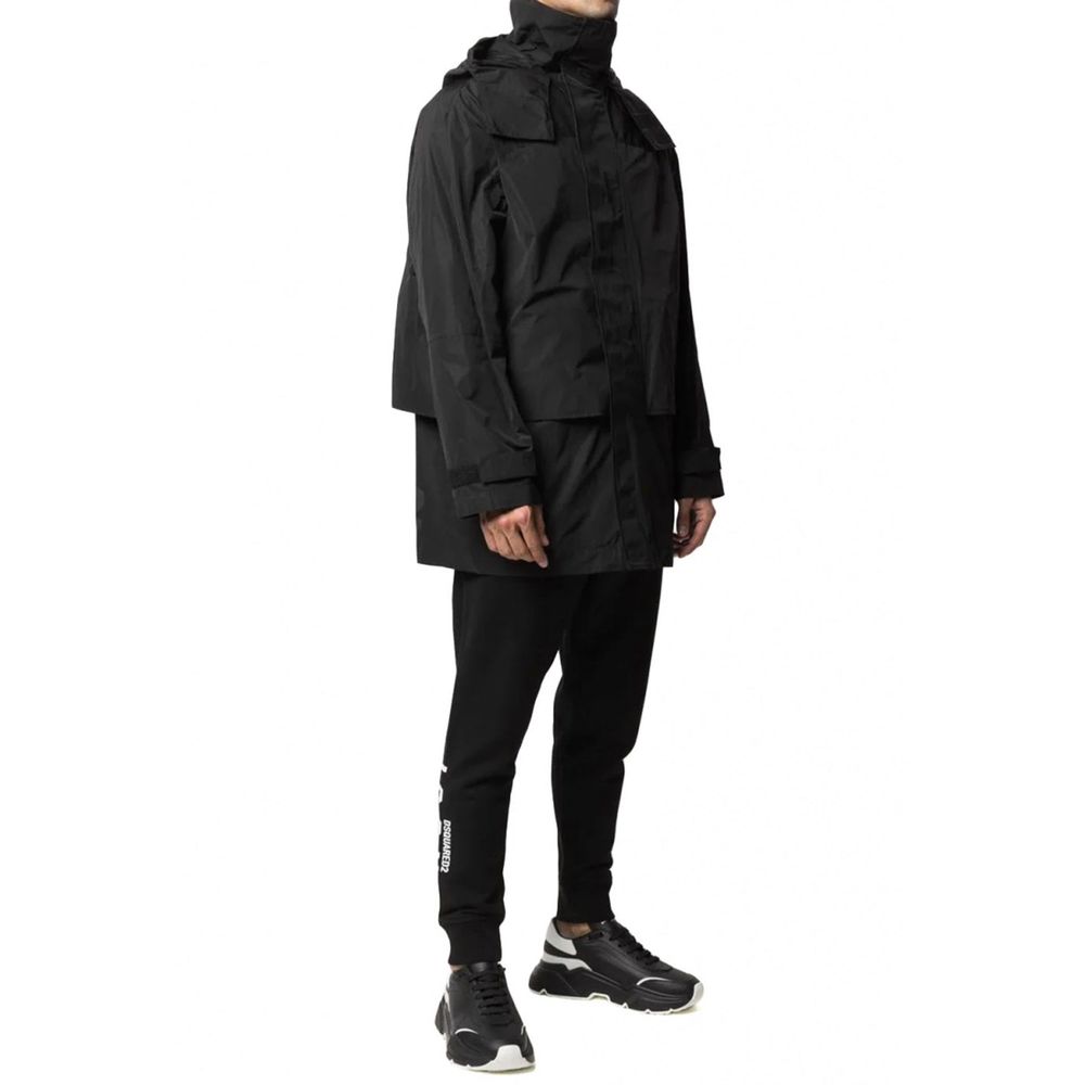 Dsquared² Black Nylon Rain Coat